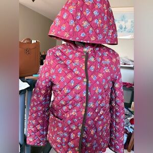 Girls' Quilted Hooded Floral Mullti Jacket XL 16